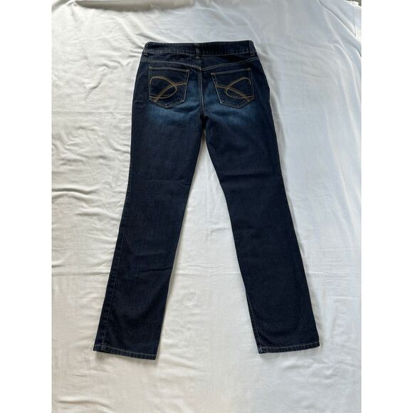 Chico's Platinum Denim Jeans Dark Blue Size 1 (8 Medium) Strait Leg, Stretchy - Picture 4 of 8